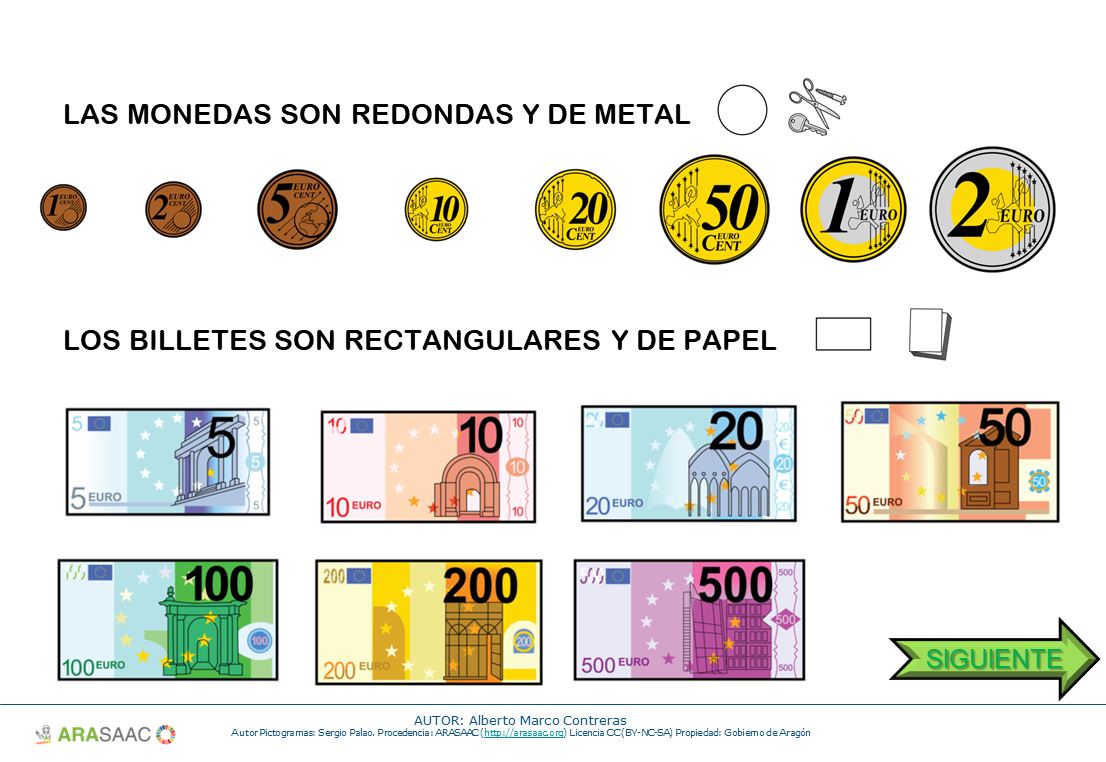 Aprendo y juego con las monedas de euro